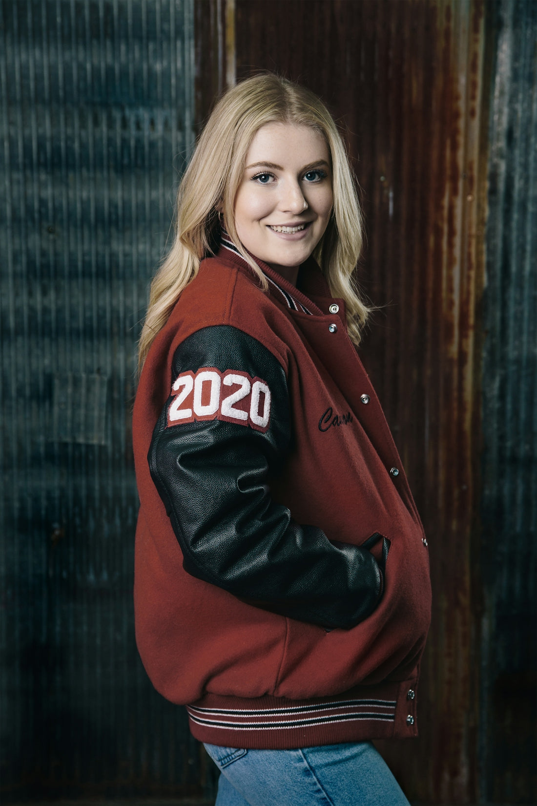 a person wearing a red jacket