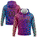 Custom Stitched Purple Black-Pink 3D Pattern Design Leopard Sports Pullover Sweatshirt Hoodie