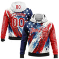 Custom Red Blue Black-White 3D American Flag Sports Pullover Sweatshirt Hoodie
