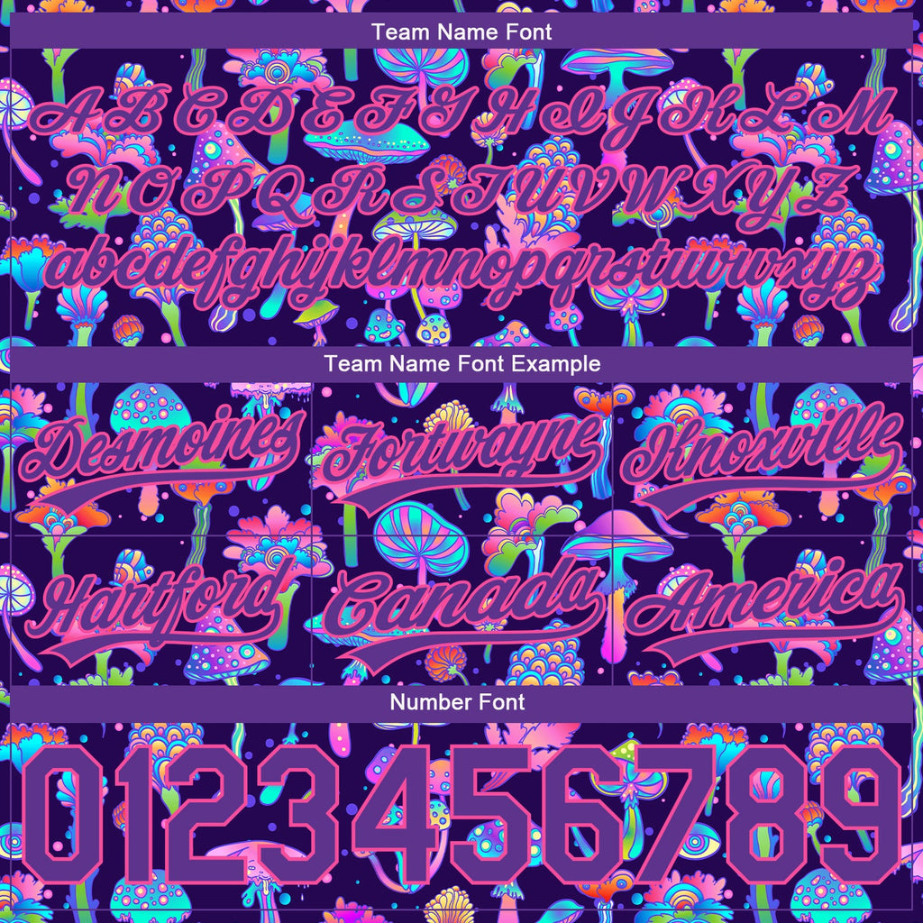 Custom Black Purple-Pink 3D Pattern Colorful Flowers And Mushrooms Psychedelic Hallucination Authentic Basketball Shorts