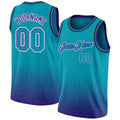 Custom Teal Purple-White Fade Fashion Authentic City Edition Basketball Jersey
