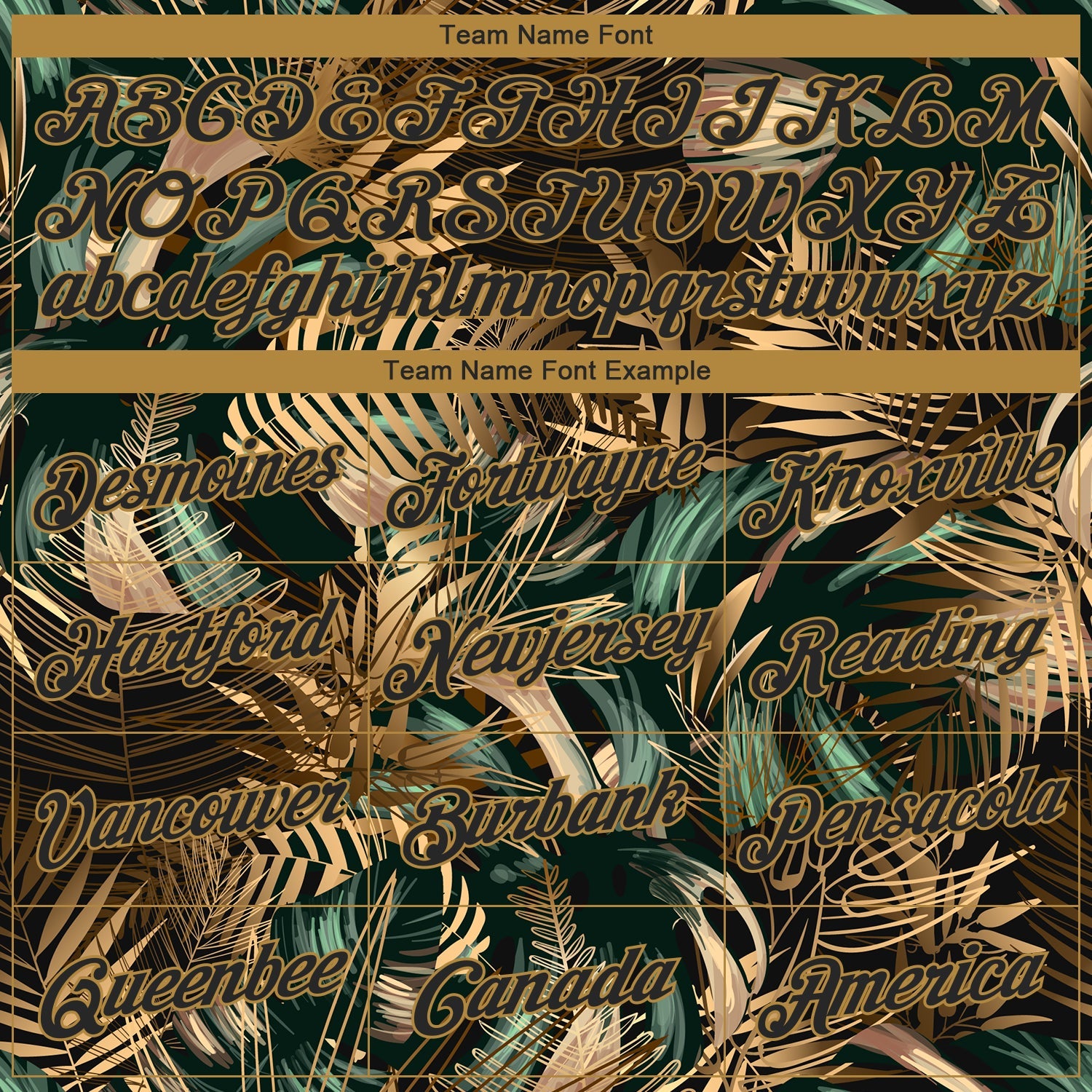 Custom Black Old Gold 3D Pattern Design Golden And Green Tropical Leaves In The Style Of Jungle And Hawaii Performance T-Shirt