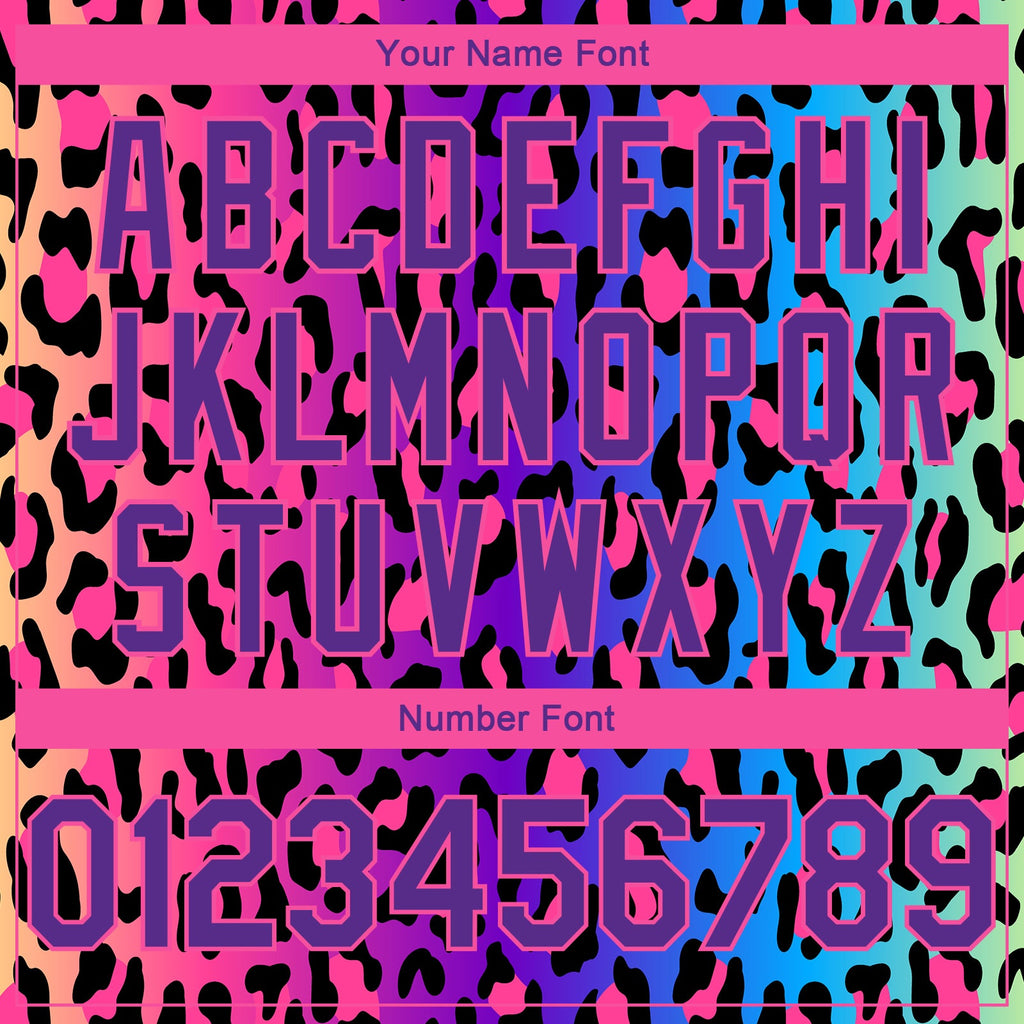 Custom Purple Pink-Black 3D Pattern Design Leopard Print Authentic Basketball Jersey
