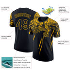 Custom Black Gold 3D Pattern Design Abstract Sharp Shape Performance T-Shirt