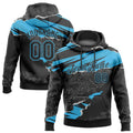 Custom Stitched Black Sky Blue 3D Pattern Design Torn Paper Style Sports Pullover Sweatshirt Hoodie