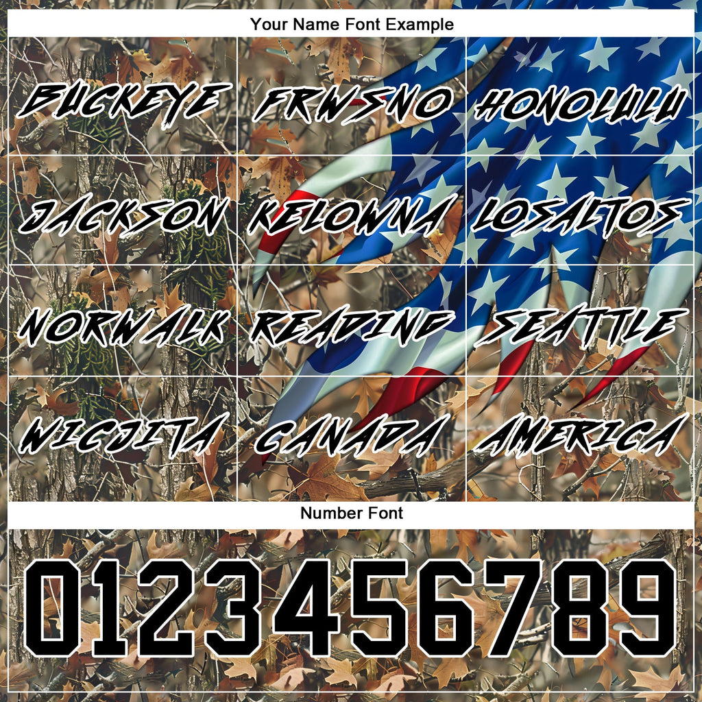 Custom Camo Black-White 3D American Flag Hunting Sports Pullover Sweatshirt Hoodie