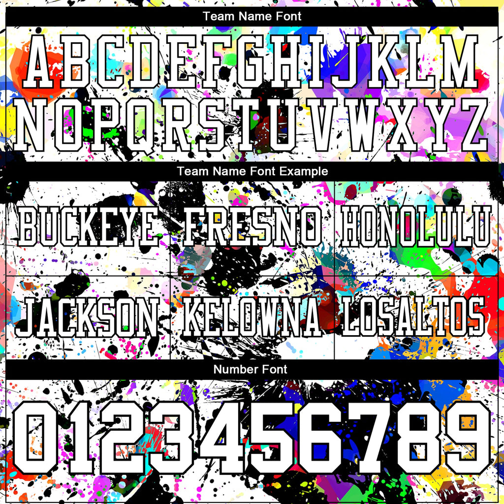 Custom Graffiti Pattern White-Black 3D Pattern Splash Authentic Football Jersey