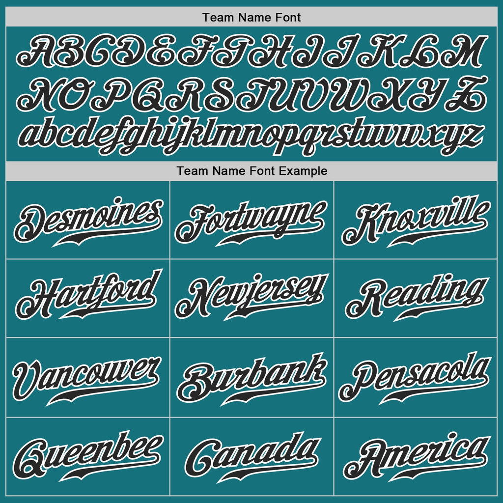 Custom Teal Black Pinstripe Black-White Authentic Baseball Jersey