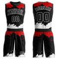 Custom Black Red-White Round Neck Sublimation Basketball Uniform Jersey
