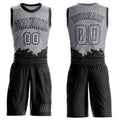 Custom Gray Black Color Splash Round Neck Sublimation Basketball Uniform Jersey