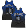 Custom Royal Black-White Fade Fashion Round Neck Sublimation Basketball Set Jersey