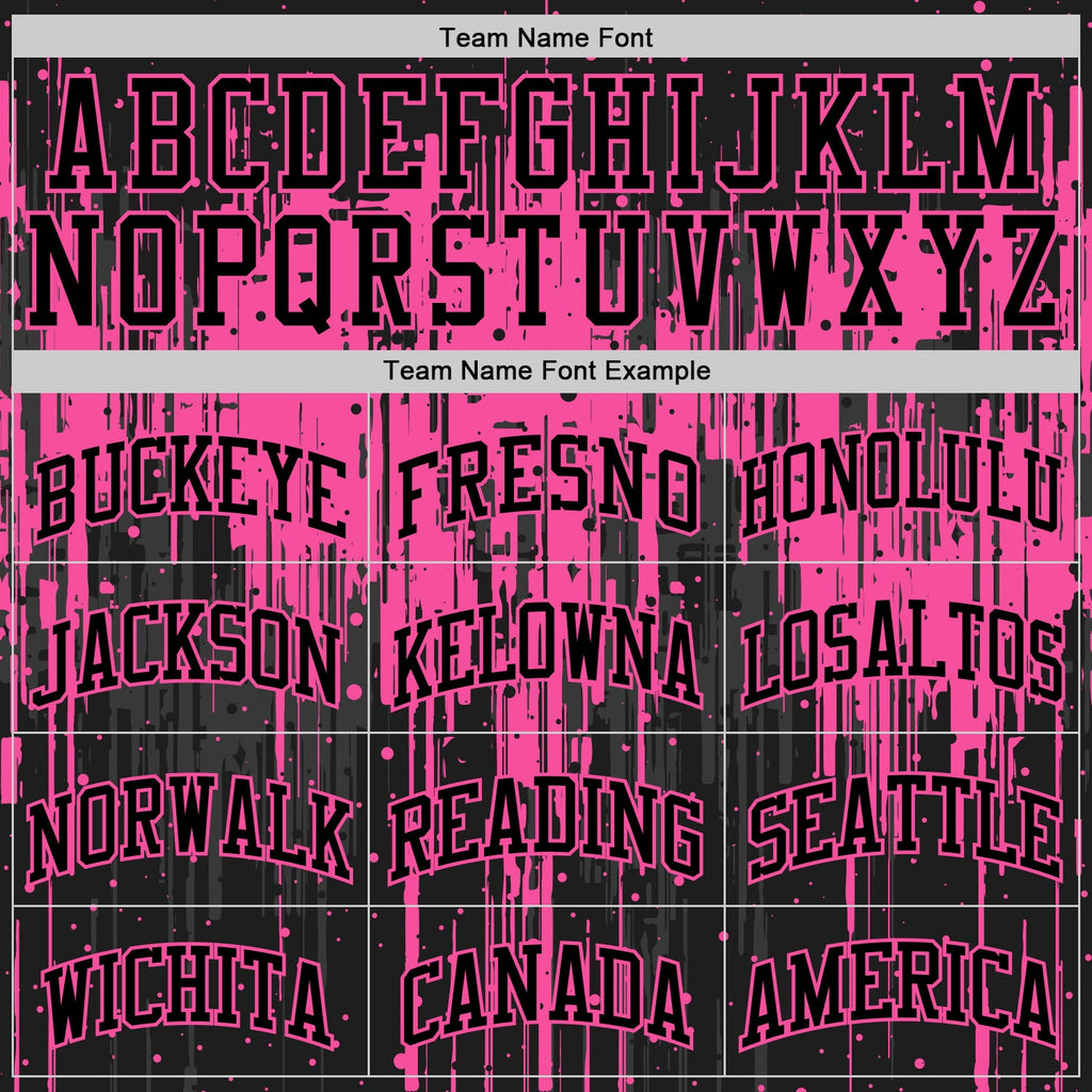 Custom Black Pink Dripping Splatter Art Round Neck Sublimation Basketball Set Jersey