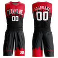 Custom Black White-Red Round Neck Sublimation Basketball Uniform Jersey