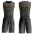 Custom Black Black-Old Gold Round Neck Sublimation Basketball Uniform Jersey