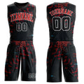 Custom Black Black-Red Round Neck Sublimation Basketball Uniform Jersey