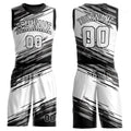 Custom Black White-Gray Round Neck Sublimation Basketball Uniform Jersey