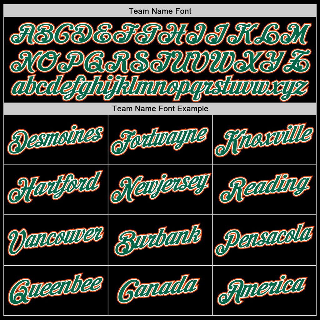 Custom Black Kelly Green-Orange Performance T-Shirt