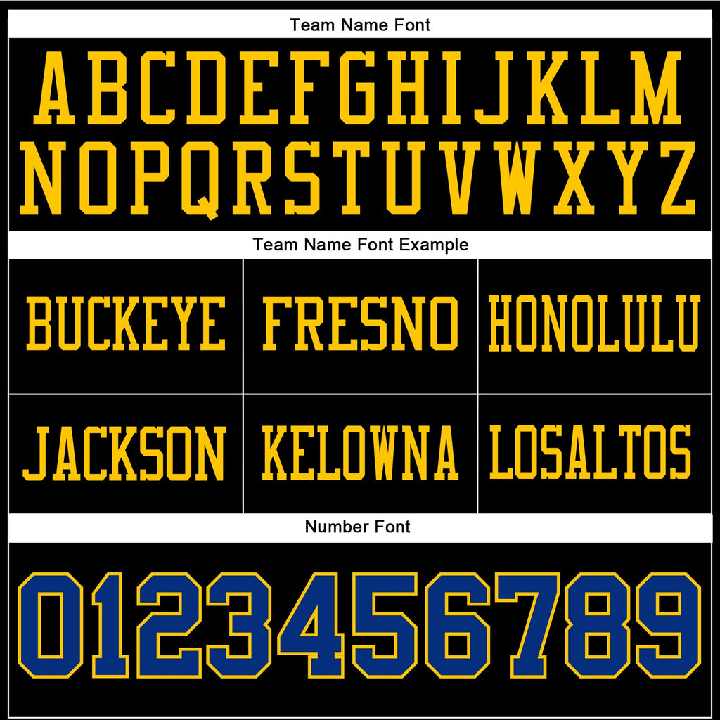 Custom Black Royal-Yellow Authentic Football Jersey