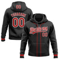Custom Stitched Black Red-White Baseball Pullover Sweatshirt Hoodie
