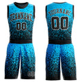 Custom Blue Black-White Round Neck Sublimation Basketball Uniform Jersey