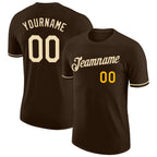 Custom Brown Cream-Gold Performance T-Shirt