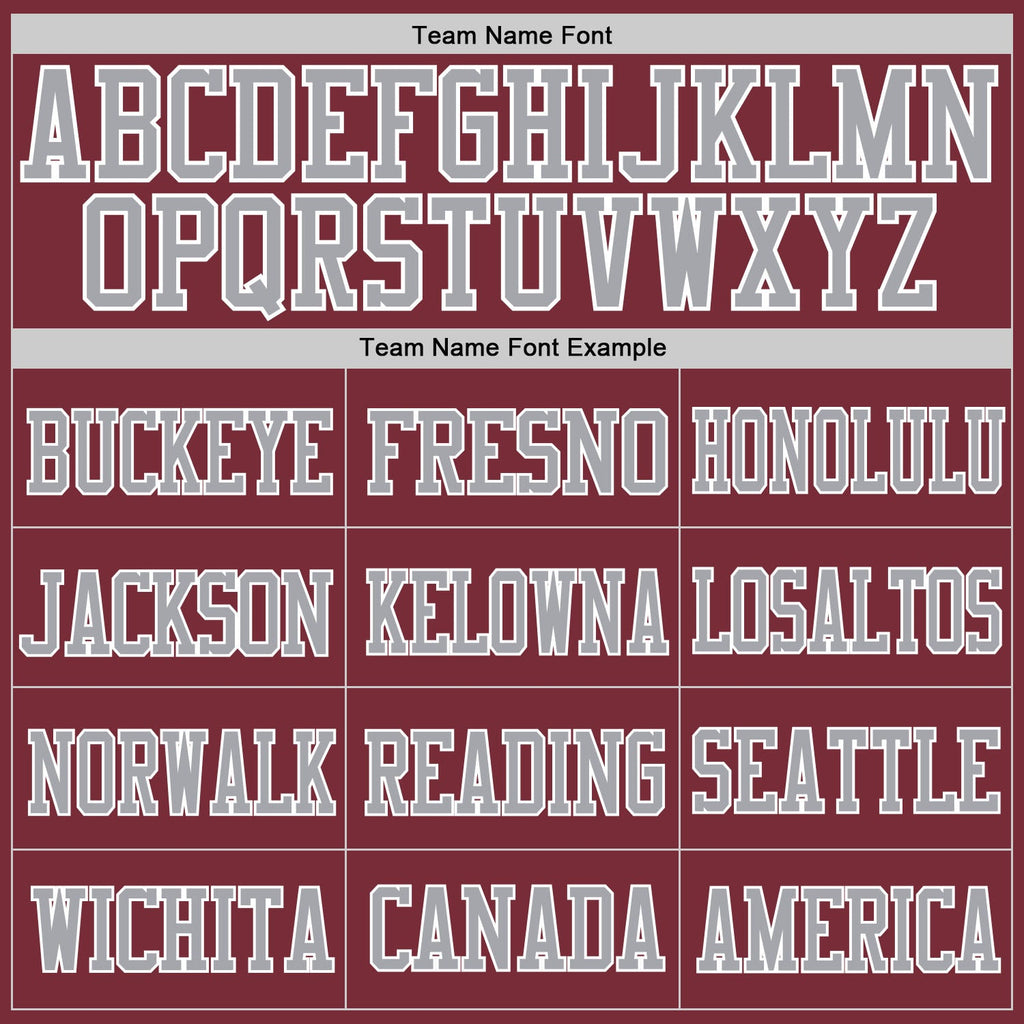 Custom Burgundy Gray-White Mesh Authentic Football Jersey