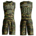 Custom Camo Olive-White Round Neck Sublimation Salute To Service Basketball Uniform Jersey