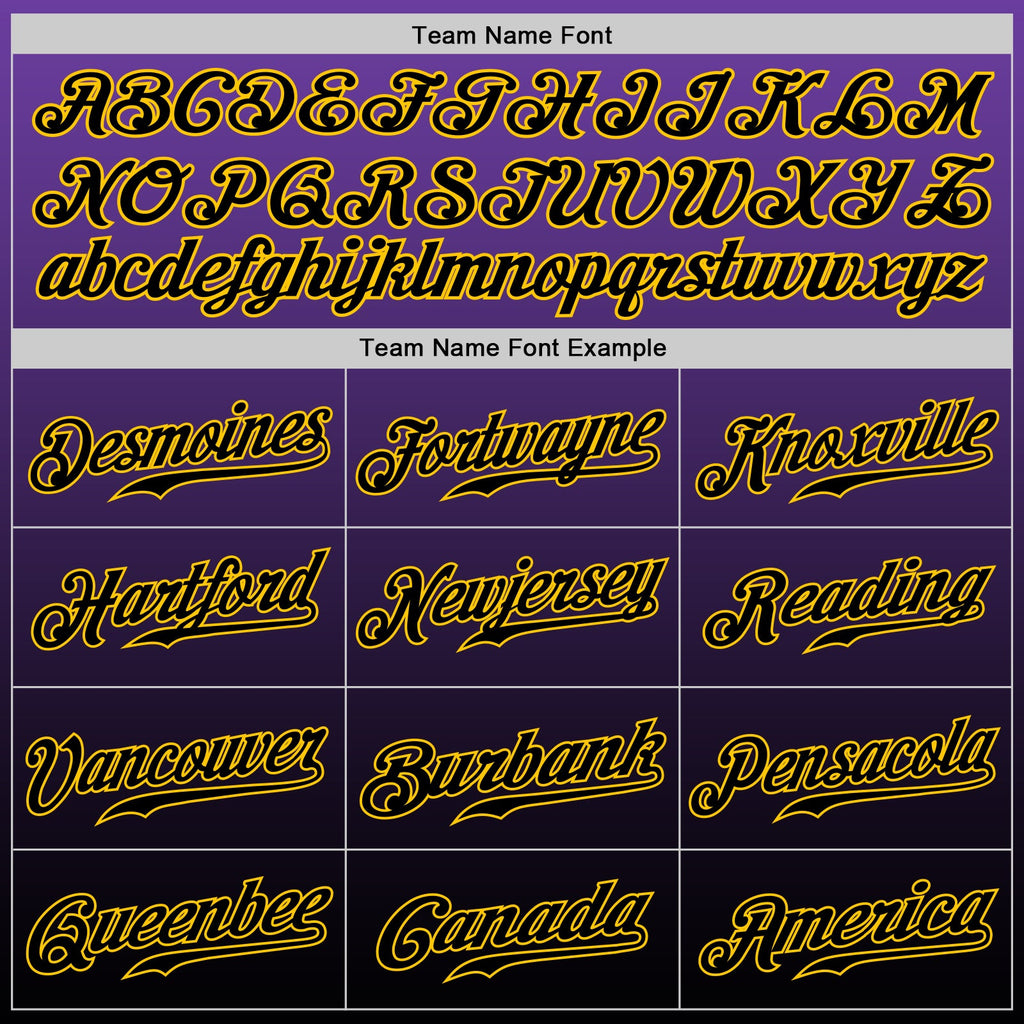 Custom Purple Black-Gold Authentic Fade Fashion Baseball Jersey