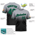 Custom Gray Kelly Green-Black Fade Fashion Performance T-Shirt