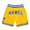 Custom Gold White Pinstripe Royal-White Authentic Basketball Shorts