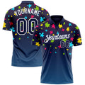 Custom Navy White 3D Pattern Design Autism Supporter Awareness Puzzle Pieces Performance Golf Polo Shirt