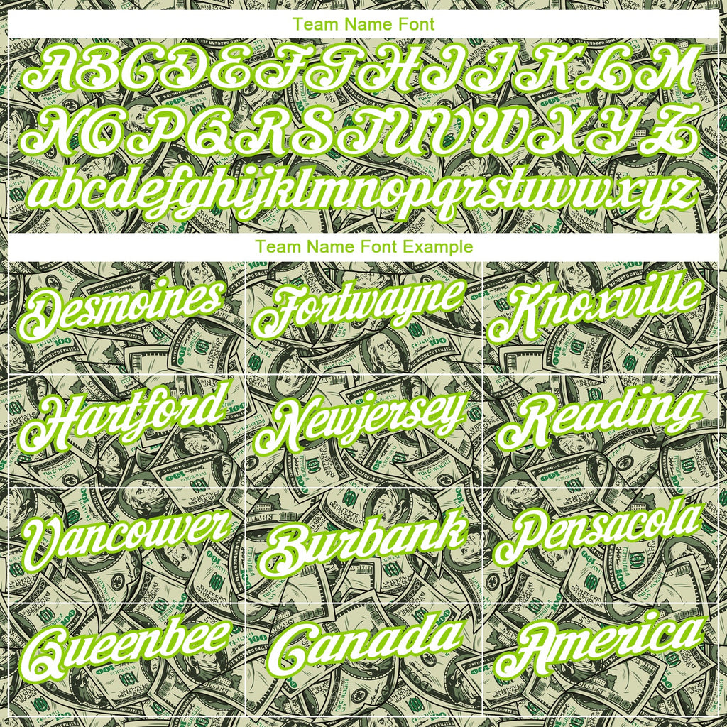 Custom Green White-Neon Green 3D Pattern Design Dollar Performance Golf Polo Shirt