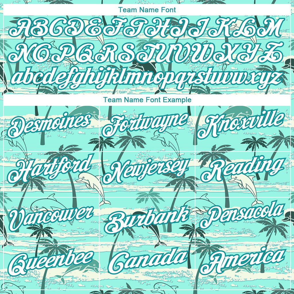 Custom Teal White 3D Pattern Design Hawaii Palm Trees Performance Golf Polo Shirt