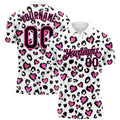 Custom White Black-Pink 3D Pattern Design Leopard Print Performance Golf Polo Shirt