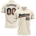 Custom Cream Vintage USA Flag-Black Performance Vapor Golf Polo Shirt