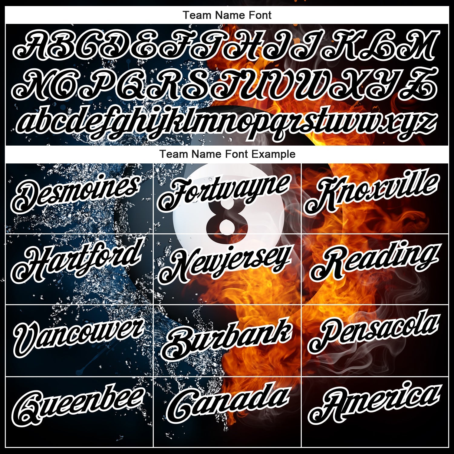 Custom Black White 3D Pattern Design Flame Billiards 8 Ball Performance Polo Shirt