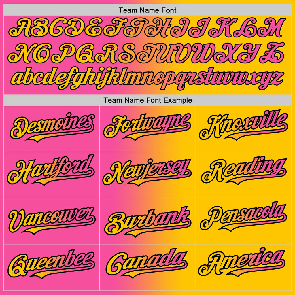 Custom Yellow Pink-Black Authentic Gradient Fashion Baseball Jersey