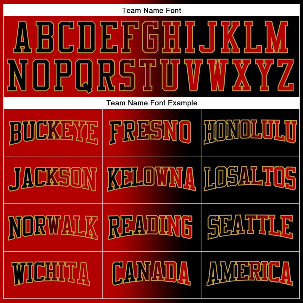 Custom Stitched Black Red-Old Gold Gradient Fashion Sports Pullover Sweatshirt Hoodie