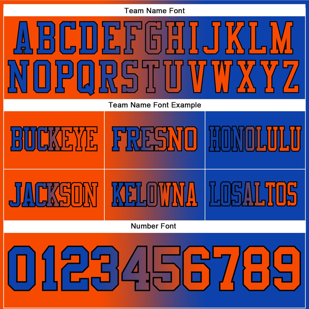 Custom Thunder Blue Orange-Black Authentic Gradient Fashion Football Jersey