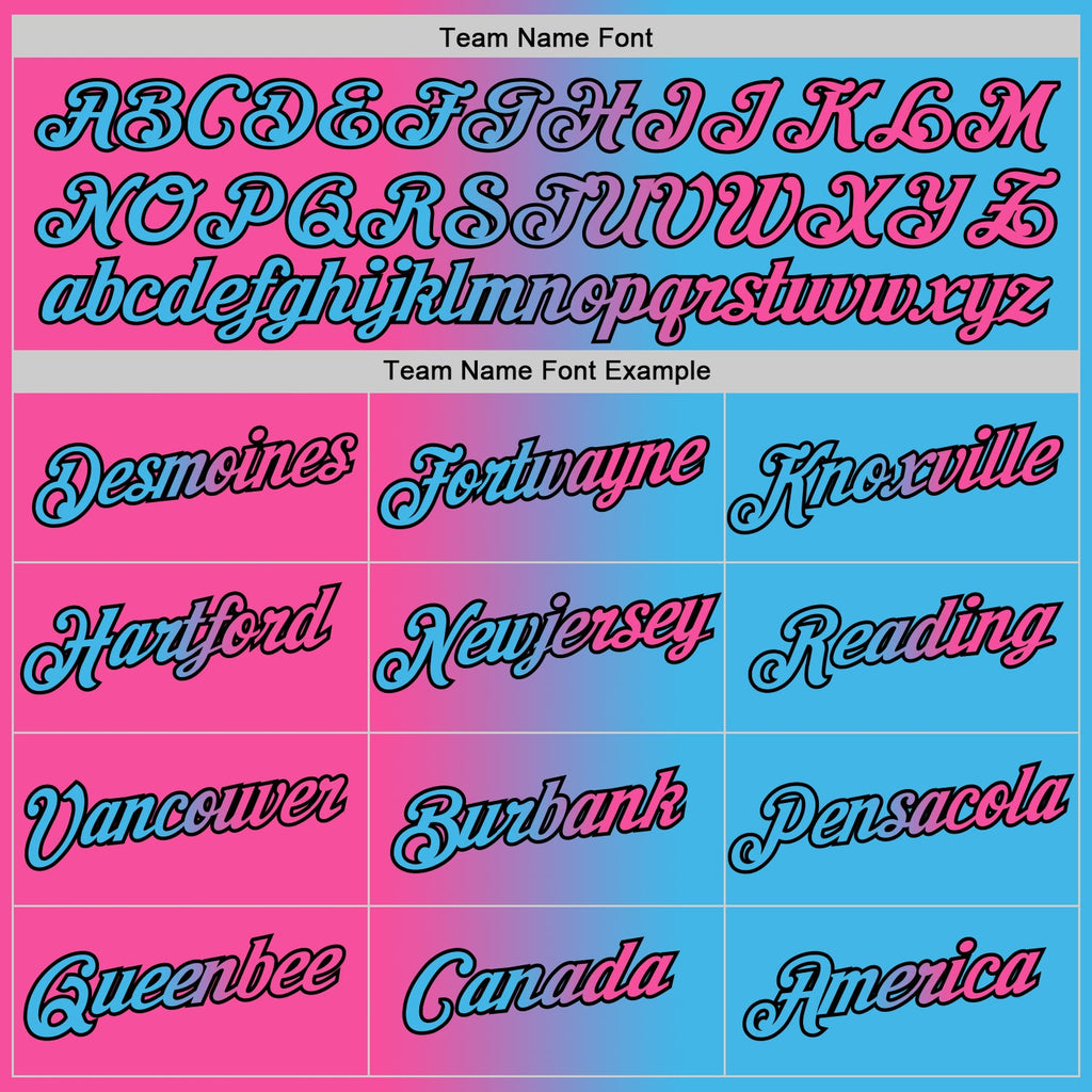 Custom Sky Blue Pink-Black Gradient Fashion Performance T-Shirt