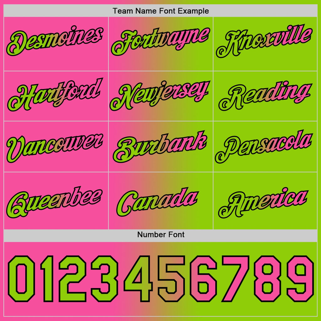Custom Neon Green Pink-Black Gradient Fashion Performance T-Shirt