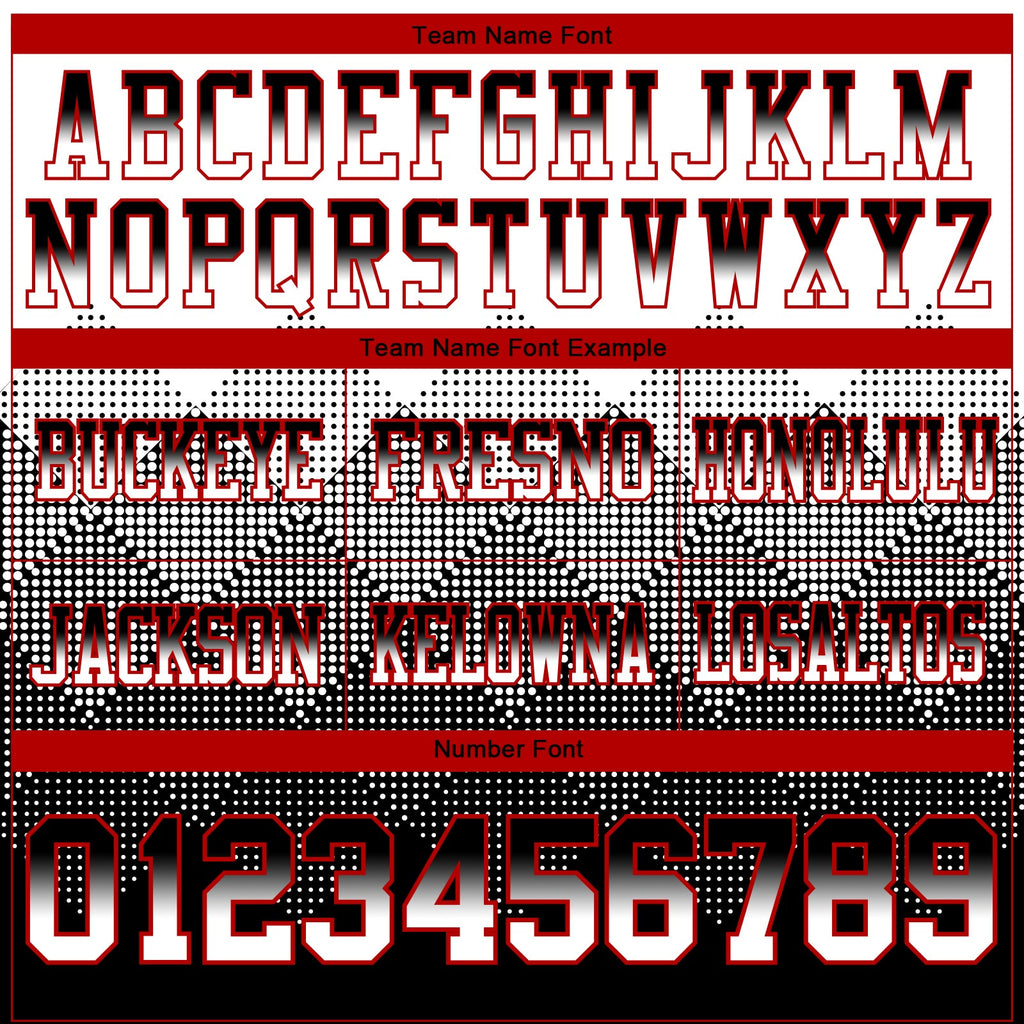 Custom White Black-Red Authentic Gradient Square Shape 7V7 Flag Football Jersey