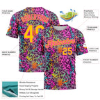 Custom Graffiti Pattern Gold-Pink 3D Colorful Leopard Performance T-Shirt