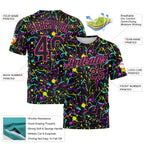 Custom Graffiti Pattern Black-Pink 3D Neon Splatter Performance T-Shirt