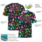 Custom Graffiti Pattern Black-Pink 3D Neon Splatter Performance T-Shirt