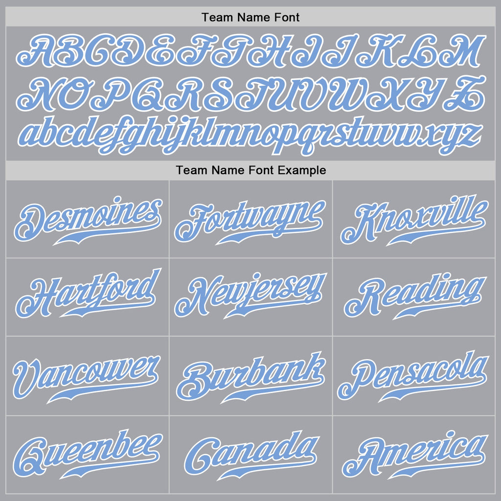 Custom Gray Light Blue-White Authentic Baseball Jersey