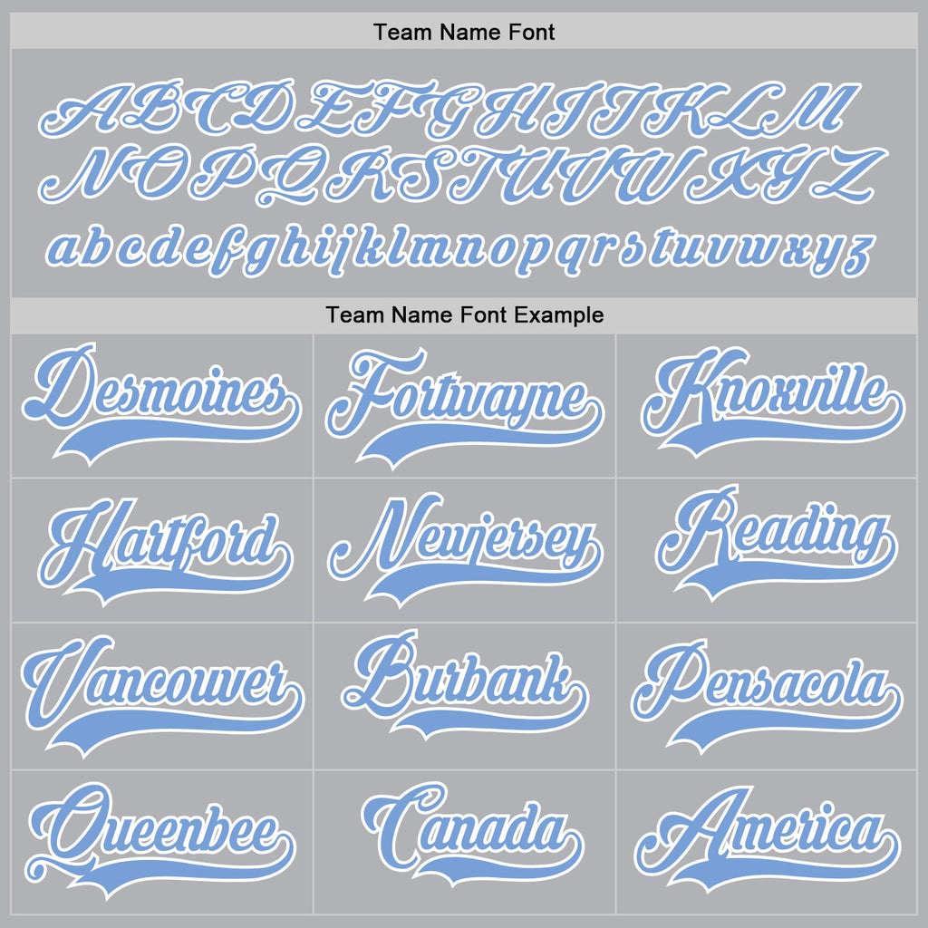Custom Gray Light Blue-White Hockey Jersey
