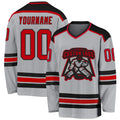 Custom Gray Red-Black Hockey Jersey
