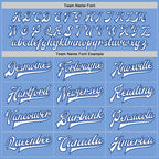 Custom Light Blue White-Royal Bomber Full-Snap Varsity Letterman Jacket