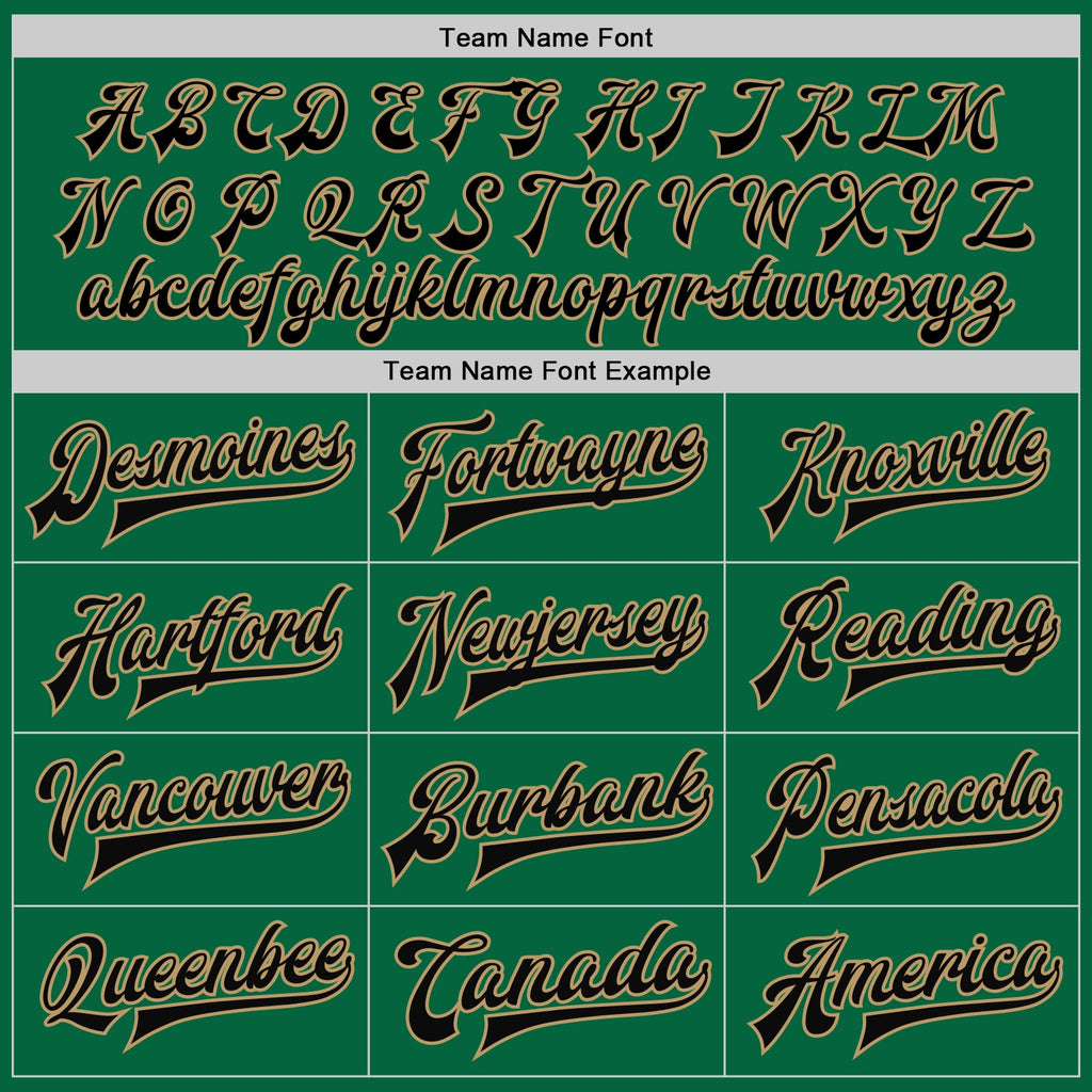 Custom Kelly Green Black-Old Gold Bomber Full-Snap Varsity Letterman Jacket